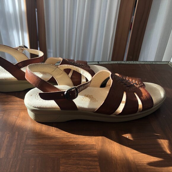 Woman's Sandels SAS Brown Leather 9 1/2 S - Picture 5 of 6